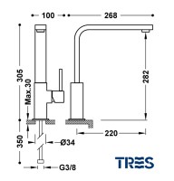 MEDIDAS MONOMANDO COCINA TRES